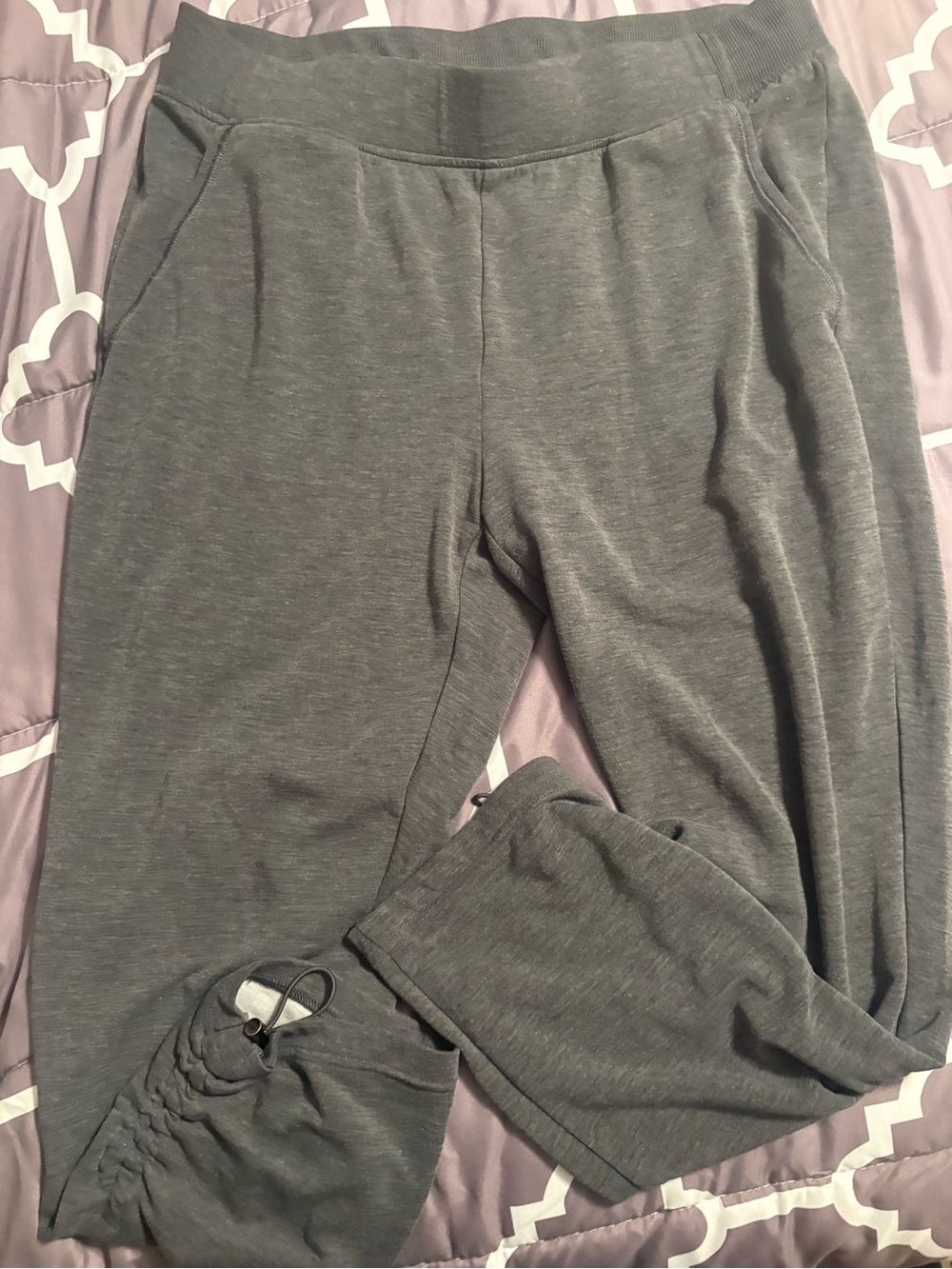 Chico's Gray Track Joggers with Ruched Hem